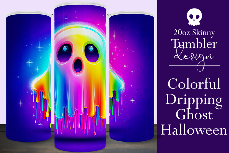 Halloween Tumbler Wrap, Halloween Colorful Ghost Tumbler, t8