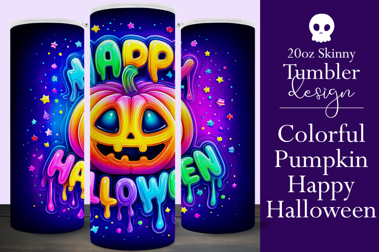 Halloween Tumbler Wrap, Colorful Pumpkin Tumbler Wrap, t1