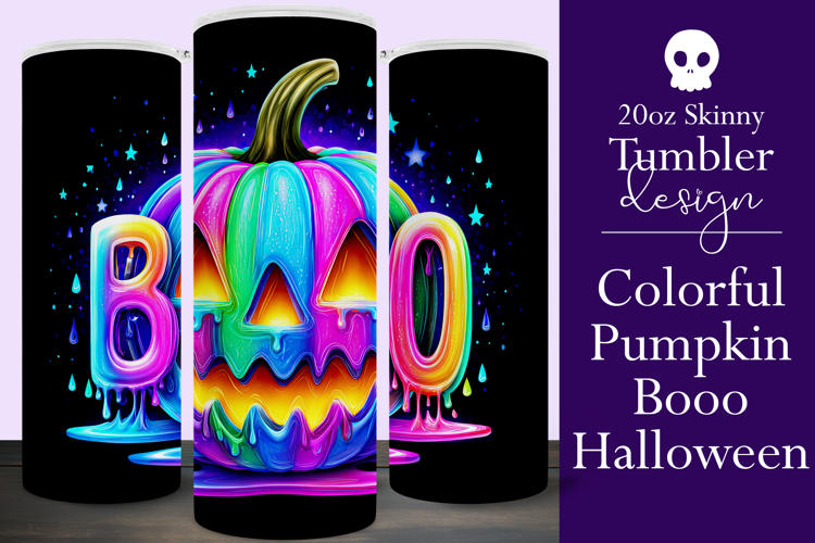 Halloween Tumbler Wrap, Colorful Pumpkin Tumbler Wrap, t10
