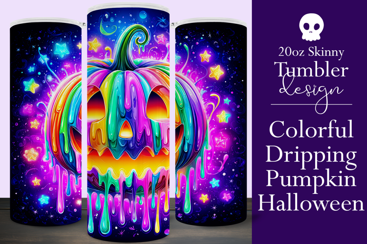 Halloween Tumbler Wrap, Colorful Pumpkin Tumbler Wrap, t13