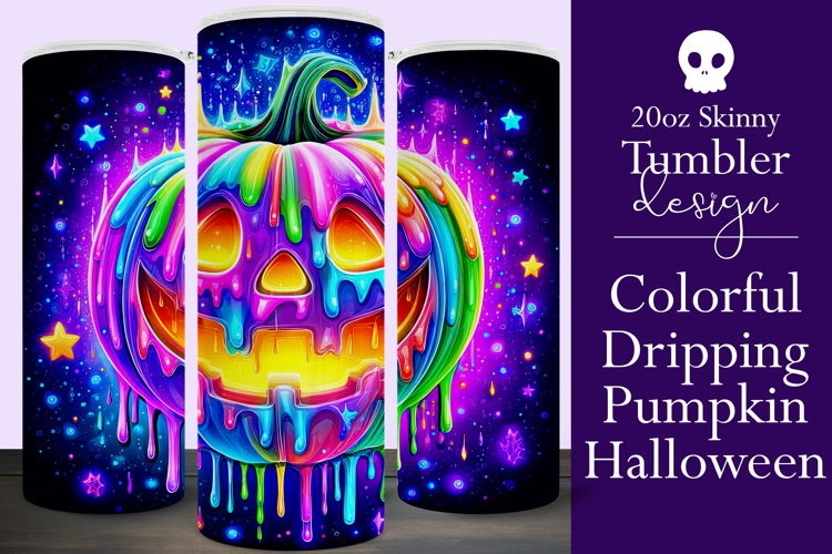 Halloween Tumbler Wrap, Colorful Pumpkin Tumbler Wrap, t16