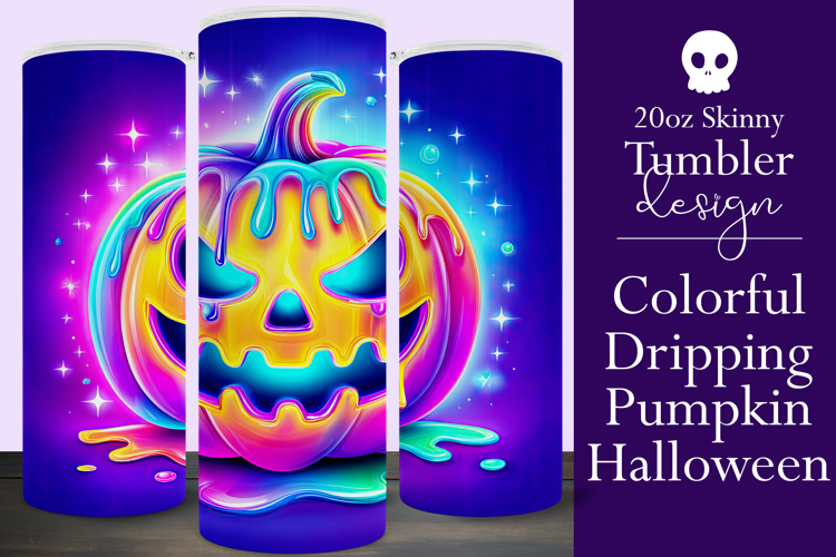Halloween Tumbler Wrap, Colorful Pumpkin Tumbler Wrap, t17