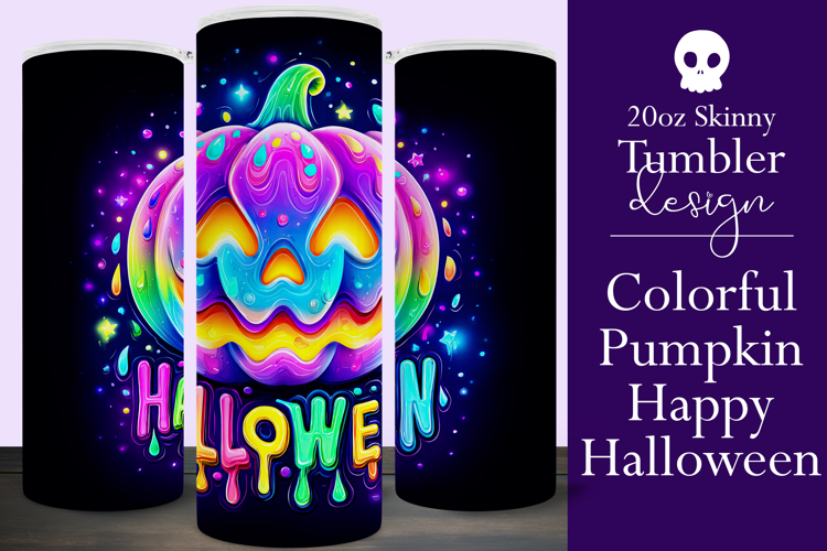 Halloween Tumbler Wrap, Colorful Pumpkin Tumbler Wrap, t2
