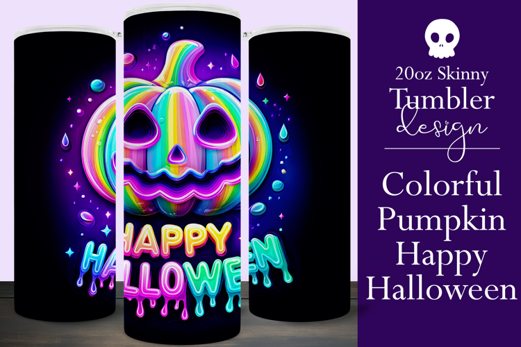 Halloween Tumbler Wrap, Colorful Pumpkin Tumbler Wrap, t3