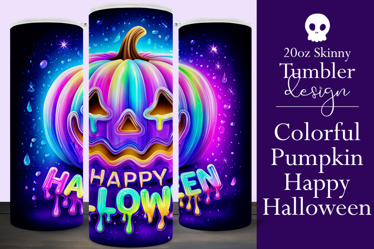 Halloween Tumbler Wrap, Colorful Pumpkin Tumbler Wrap, t4