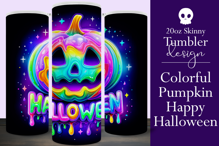 Halloween Tumbler Wrap, Colorful Pumpkin Tumbler Wrap, t5