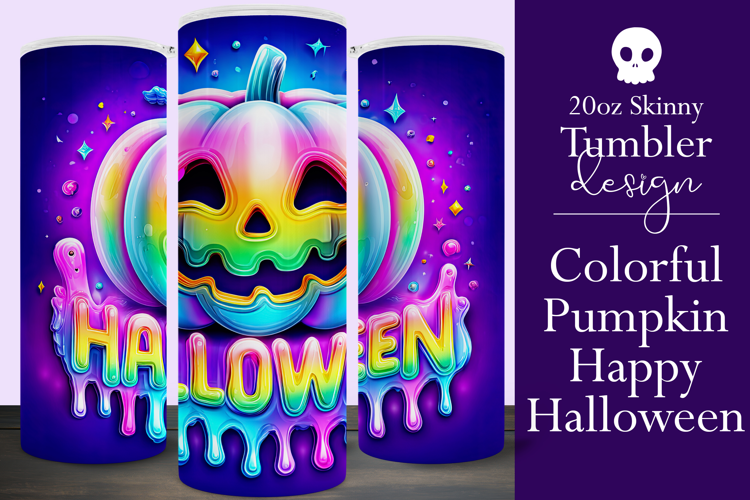 Halloween Tumbler Wrap, Colorful Pumpkin Tumbler Wrap, t6