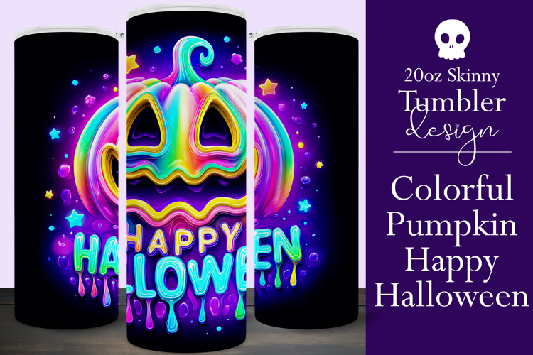Halloween Tumbler Wrap, Colorful Pumpkin Tumbler Wrap, t7