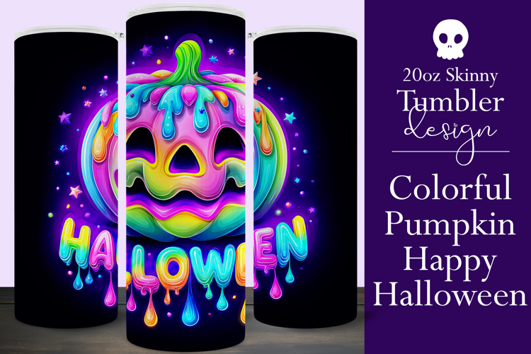 Halloween Tumbler Wrap, Colorful Pumpkin Tumbler Wrap, t8