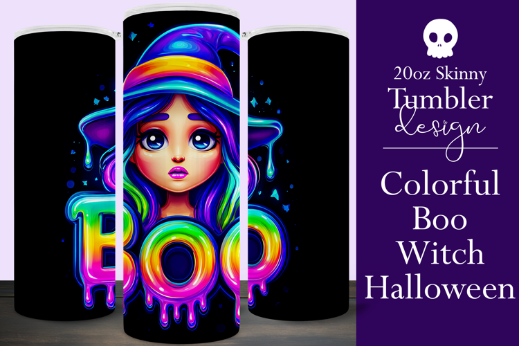 Halloween Tumbler Wrap, Colorful Witch Boo Tumbler Wrap, t1