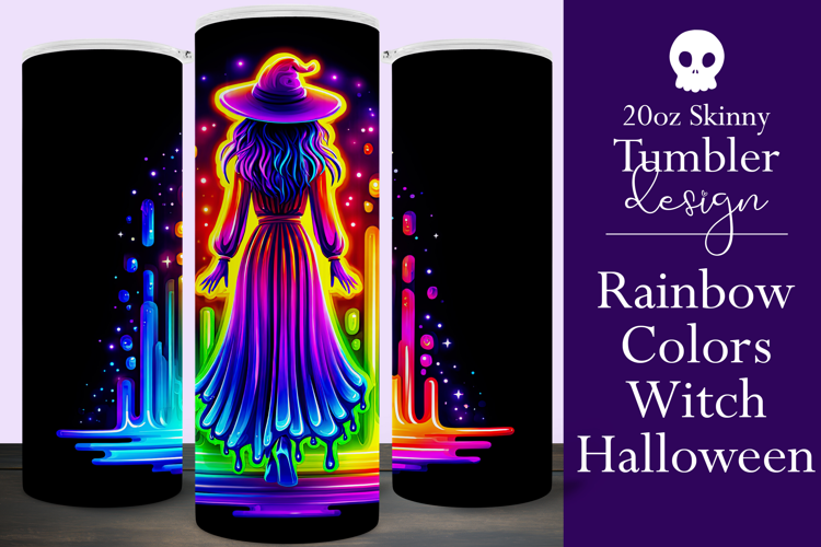 Halloween Tumbler Wrap, Colorful Witch Tumbler Wrap, t10