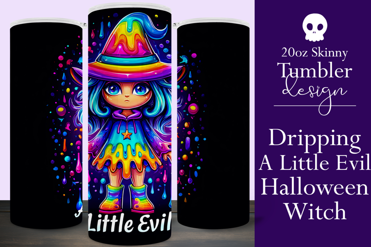 Halloween Tumbler Wrap, A Little Evil Witch Tumbler, t101