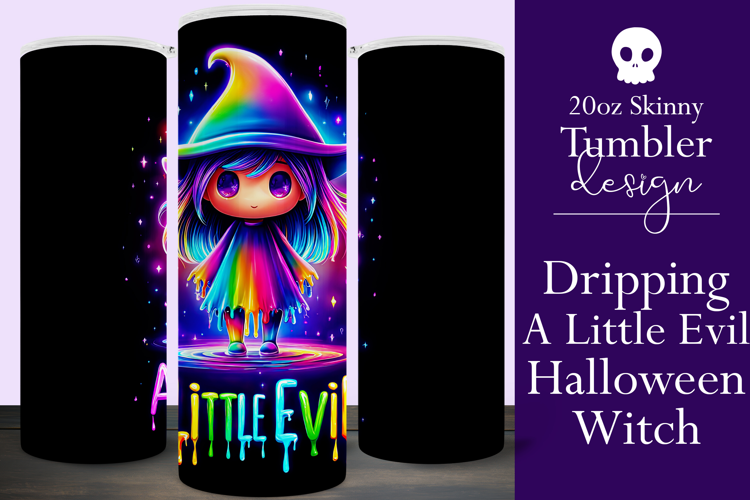Halloween Tumbler Wrap, A Little Evil Witch Tumbler, t103