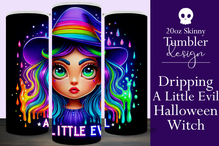 Halloween Tumbler Wrap, A Little Evil Witch Tumbler, t108