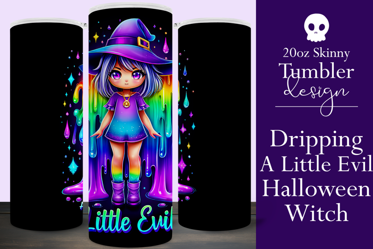 Halloween Tumbler Wrap, A Little Evil Witch Tumbler, t109