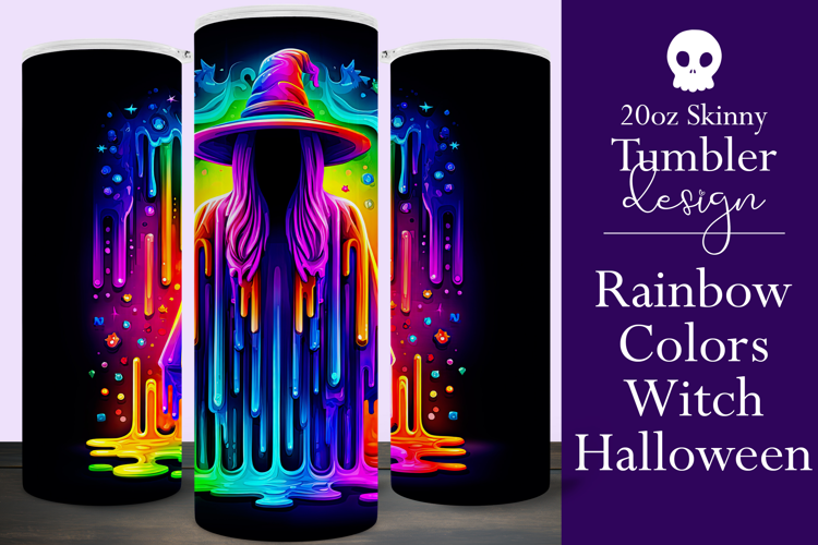 Halloween Tumbler Wrap, Colorful Witch Tumbler Wrap, t11