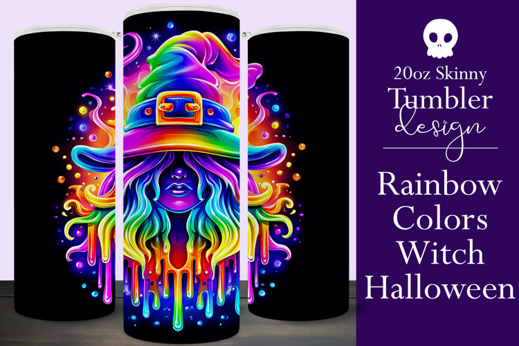 Halloween Tumbler Wrap, Colorful Witch Tumbler Wrap, t12