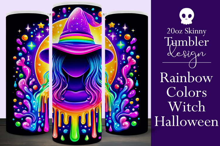 Halloween Tumbler Wrap, Colorful Witch Tumbler Wrap, t13