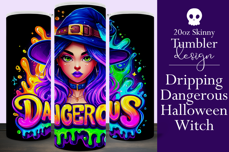 Halloween Tumbler Wrap, Dangerous Halloween Witch Wrap, t133