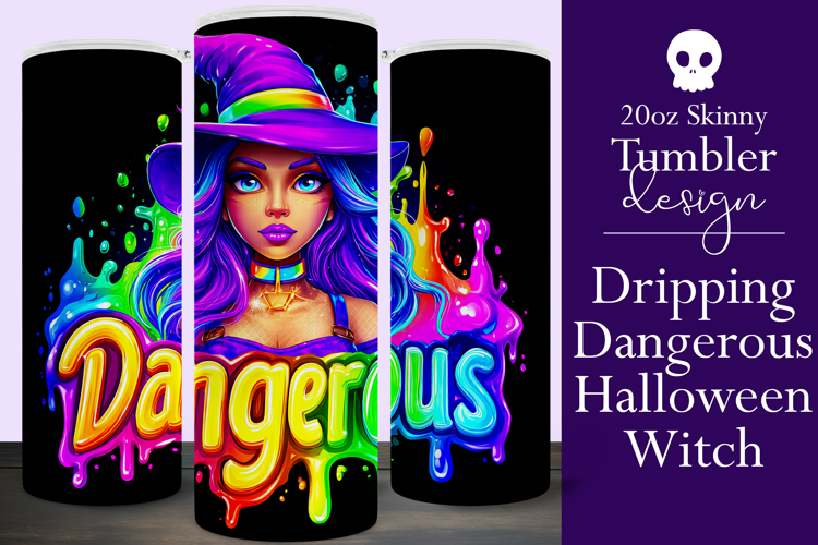 Halloween Tumbler Wrap, Dangerous Halloween Witch Wrap, t134