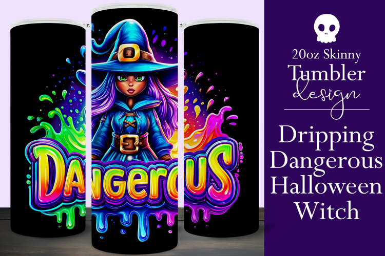 Halloween Tumbler Wrap, Dangerous Halloween Witch Wrap, t135
