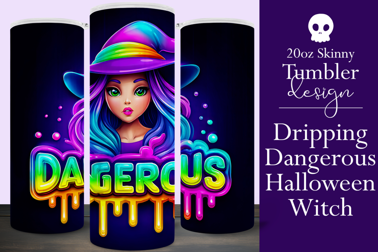 Halloween Tumbler Wrap, Dangerous Halloween Witch Wrap, t136
