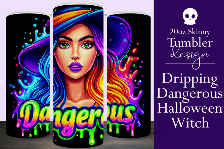 Halloween Tumbler Wrap, Dangerous Halloween Witch Wrap, t137