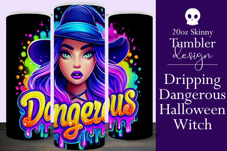 Halloween Tumbler Wrap, Dangerous Halloween Witch Wrap, t138