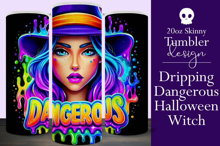 Halloween Tumbler Wrap, Dangerous Halloween Witch Wrap, t139