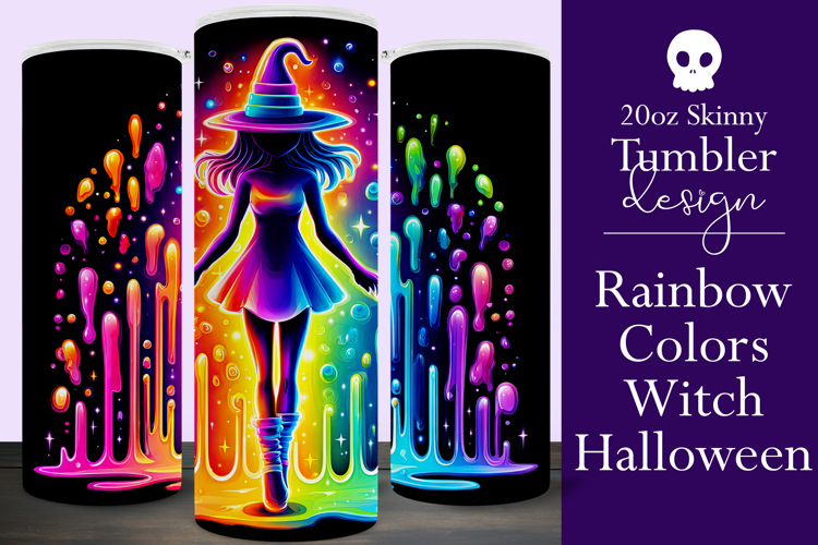 Halloween Tumbler Wrap, Colorful Witch Tumbler Wrap, t14