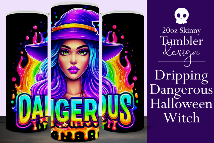 Halloween Tumbler Wrap, Dangerous Halloween Witch Wrap, t140