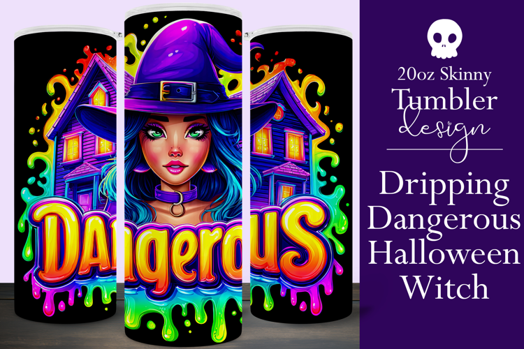 Halloween Tumbler Wrap, Dangerous Halloween Witch Wrap, t141
