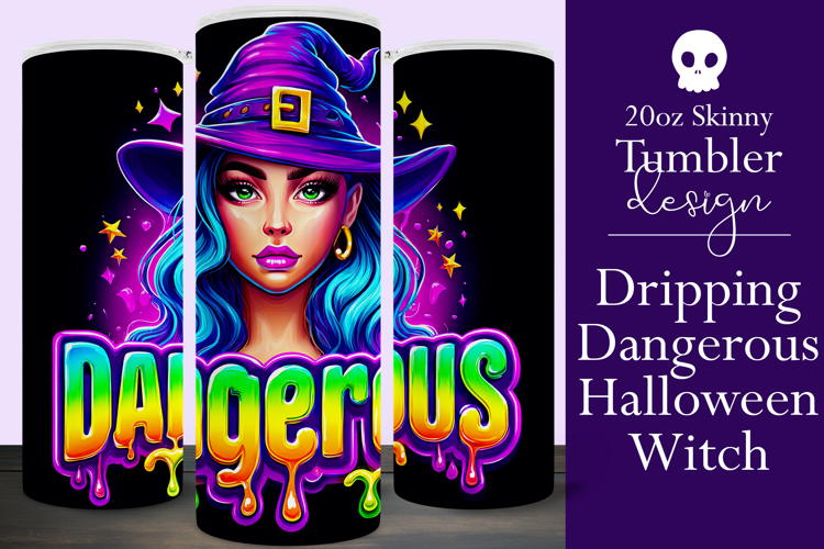 Halloween Tumbler Wrap, Dangerous Halloween Witch Wrap, t142