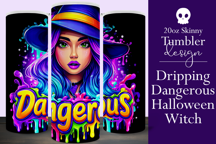 Halloween Tumbler Wrap, Dangerous Halloween Witch Wrap, t143