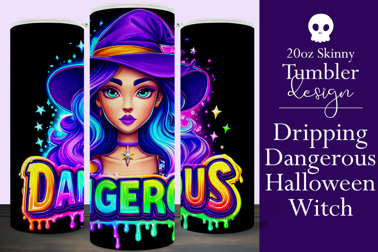 Halloween Tumbler Wrap, Dangerous Halloween Witch Wrap, t144