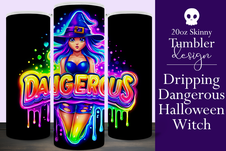 Halloween Tumbler Wrap, Dangerous Halloween Witch Wrap, t145