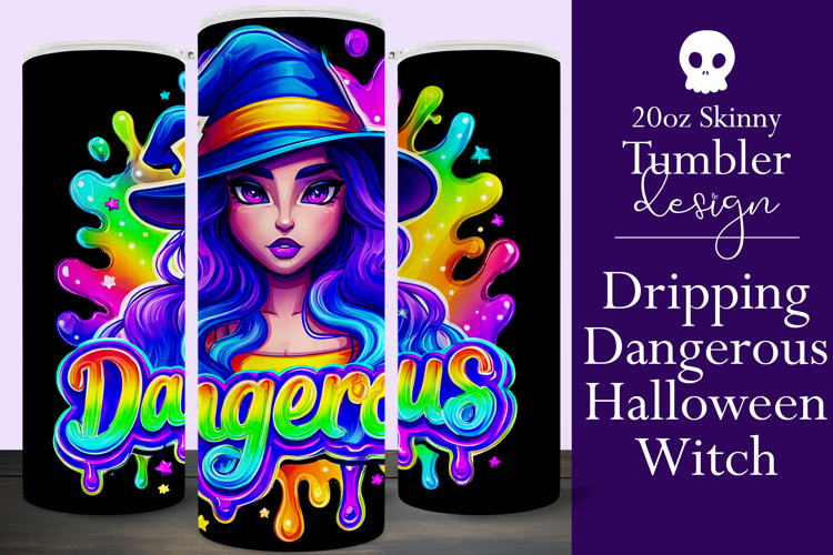 Halloween Tumbler Wrap, Dangerous Halloween Witch Wrap, t147