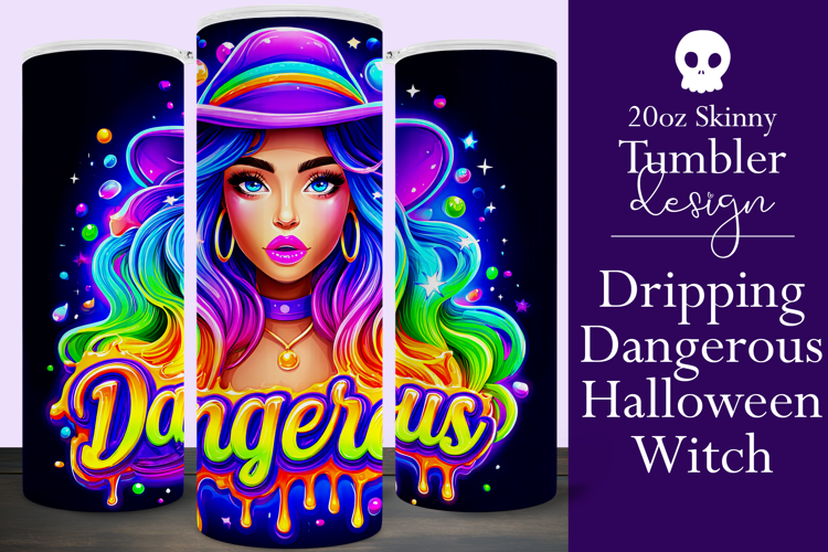 Halloween Tumbler Wrap, Dangerous Halloween Witch Wrap, t148