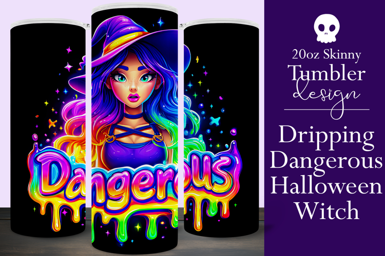 Halloween Tumbler Wrap, Dangerous Halloween Witch Wrap, t149