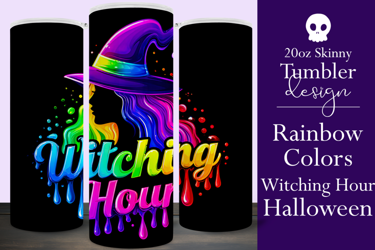 Halloween Tumbler Wrap, Colorful Witch Tumbler Wrap, t15