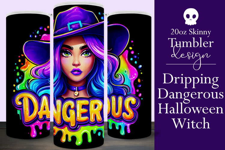 Halloween Tumbler Wrap, Dangerous Halloween Witch Wrap, t150