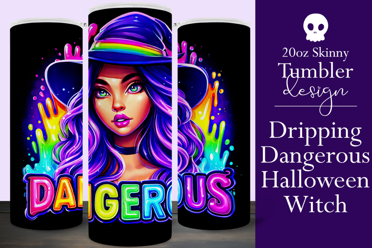 Halloween Tumbler Wrap, Dangerous Halloween Witch Wrap, t152