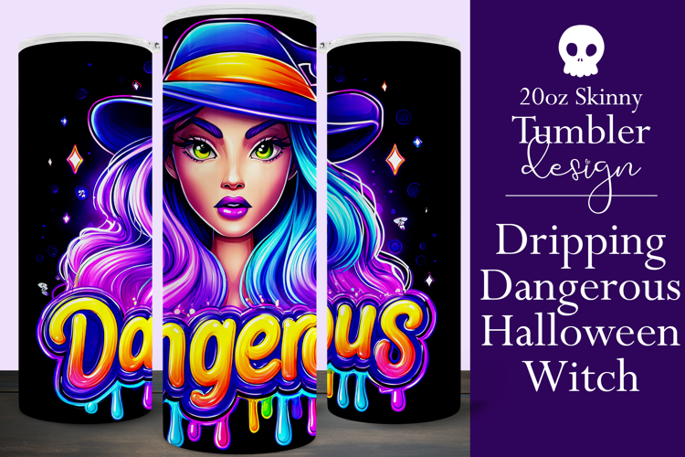 Halloween Tumbler Wrap, Dangerous Halloween Witch Wrap, t153