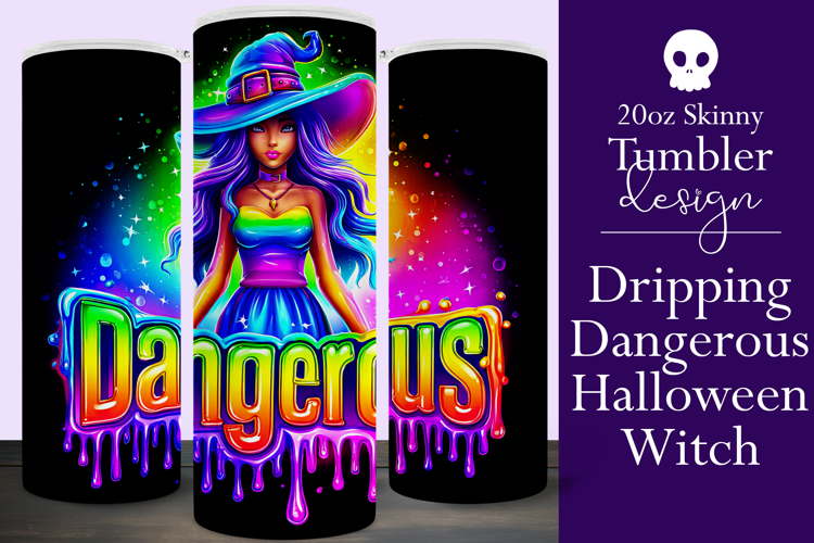 Halloween Tumbler Wrap, Dangerous Halloween Witch Wrap, t155