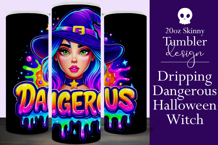 Halloween Tumbler Wrap, Dangerous Halloween Witch Wrap, t158