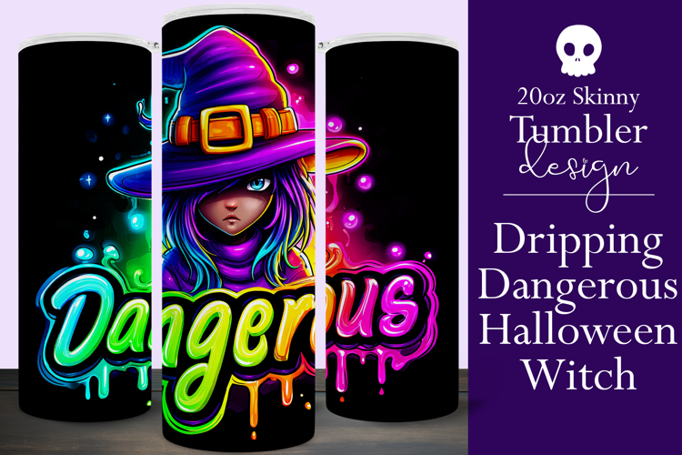 Halloween Tumbler Wrap, Dangerous Halloween Witch Wrap, t159