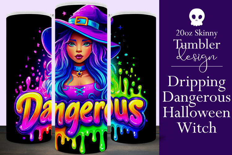 Halloween Tumbler Wrap, Dangerous Halloween Witch Wrap, t161