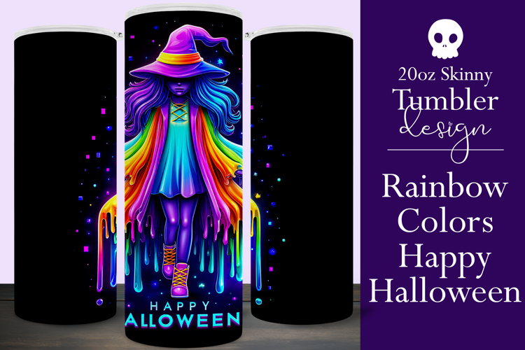 Halloween Tumbler Wrap, Colorful Witch Tumbler Wrap, t18