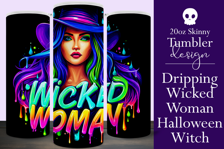 Halloween Tumbler Wrap, Wicked Woman Witch Tumbler, t182