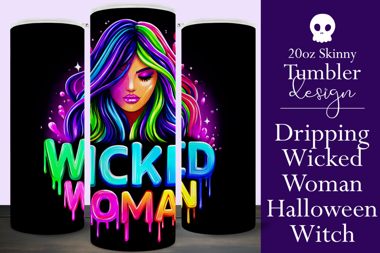 Halloween Tumbler Wrap, Wicked Woman Witch Tumbler, t183